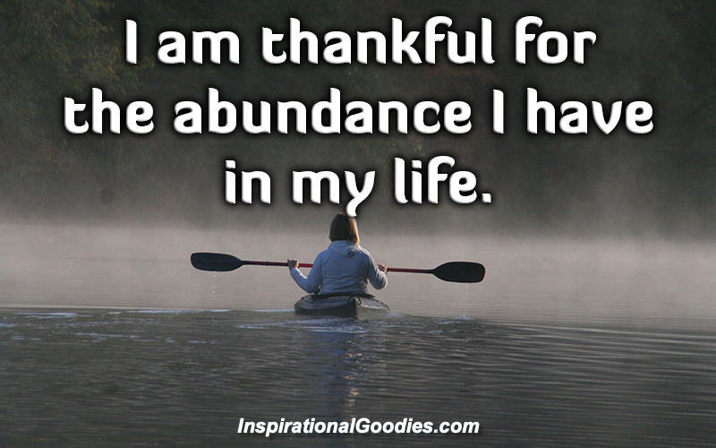 I am thankful for the abundance I have in my life.