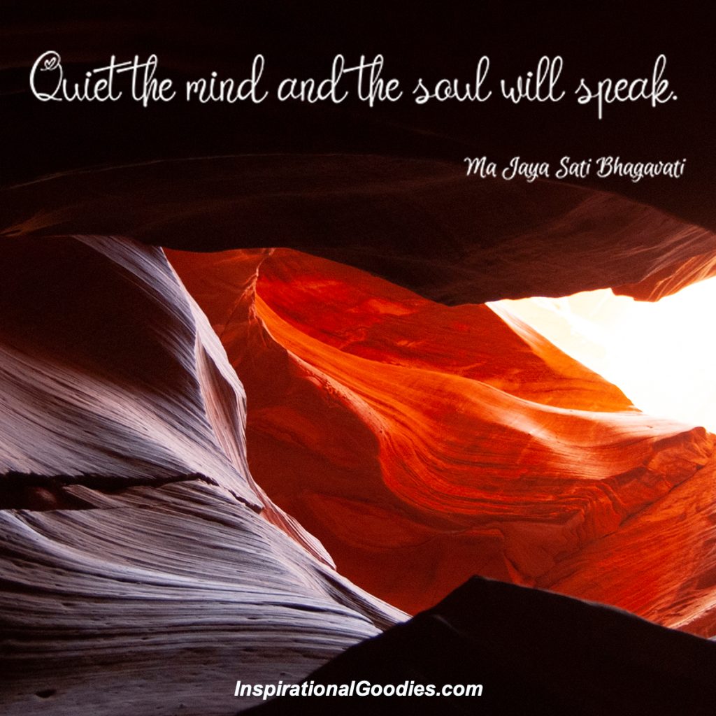 Quiet the mind and the soul will speak.