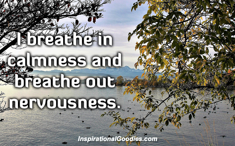 I breathe in calmness and breathe out nervousness.