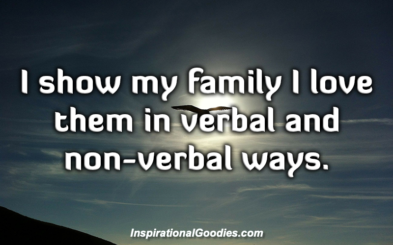 I show my family I love them in verbal and non-verbal ways.
