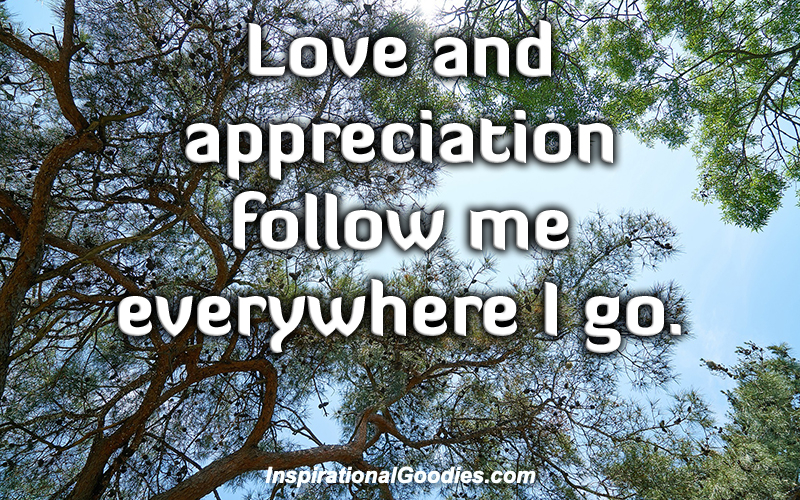 Love and appreciations follow me everywhere I go.