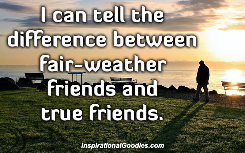 I can tell the difference between fair-weather friends and true friends.